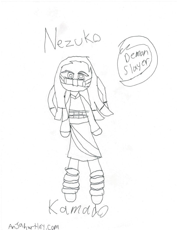 nezuko colouring page